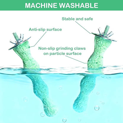 Bird Beak Grinding Stone, Anti-Slip Parrot Nail Trimming Stick, Parrot Resin Beak Grinder, Washable Claw Trimmer Care Stand for Budgie, Conures, Parakeets Cage Accessories (2, Green, 5 inch)