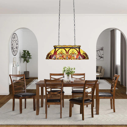Chloe Lighting Adia 3 Light Island Pendant, Victorian Tiffany-Style, Dark Bronze, 28in Wide, Multicolor, Model CH38632AV28-IL3
