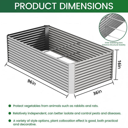 FRIZIONE 2pcs Tall 8ft Galvanized Raised Garden Bed Outdoor,Above Ground Garden Bed for Vegetable,Metal Raised Beds for Flower,Steel Raised Beds for Gardening - 8x3ft