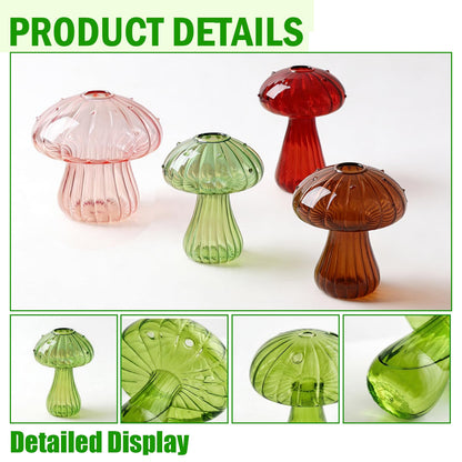 Window Propagation Stations, Propagation Vases, Colored Mushroom Glass Vases with Suction Cups, Nail-Free Easy-Install Wall-Mounted Planters, Plant Lover Gifts (4-Pack)