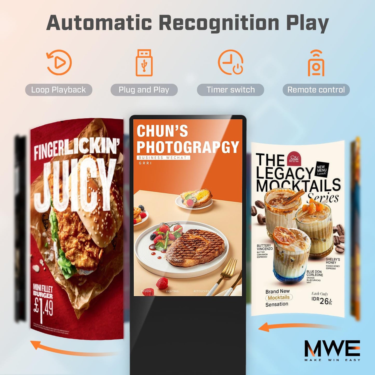 QIXZOCV MWE 32 Inch Indoor Digital Signage Displays Touchscreen Kiosk Floor Standing Advertising Display LCD Poster Interactive Display Android System with Auto Media Player