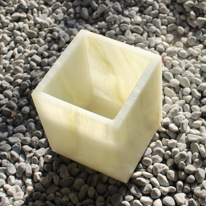 Natural Light Green Onyx Toothbrush Holders for Bathroom, Marble Makeup Brush Holder Countertop Organizer