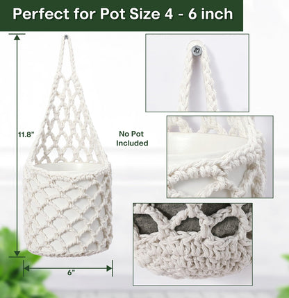 Shineloha 2 Packs Hanging Planters for Indoor Plants up to 6 in., Wall Plant Holder | Plant Hanger Indoor, Wall Planters for Indoor Plants, Hanging Plant (2PK, for 6 inch Pot)