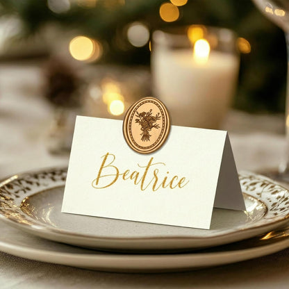UNIQOOO Wax Seal Stickers -Vintage Photo Frame Floral Bouquet Wedding Invitation Envelope Seal Stickers, 50 Pcs Self-Adhesive Antique Gold Stickers, Perfect for Invitation, Christmas, Gift Wrapping