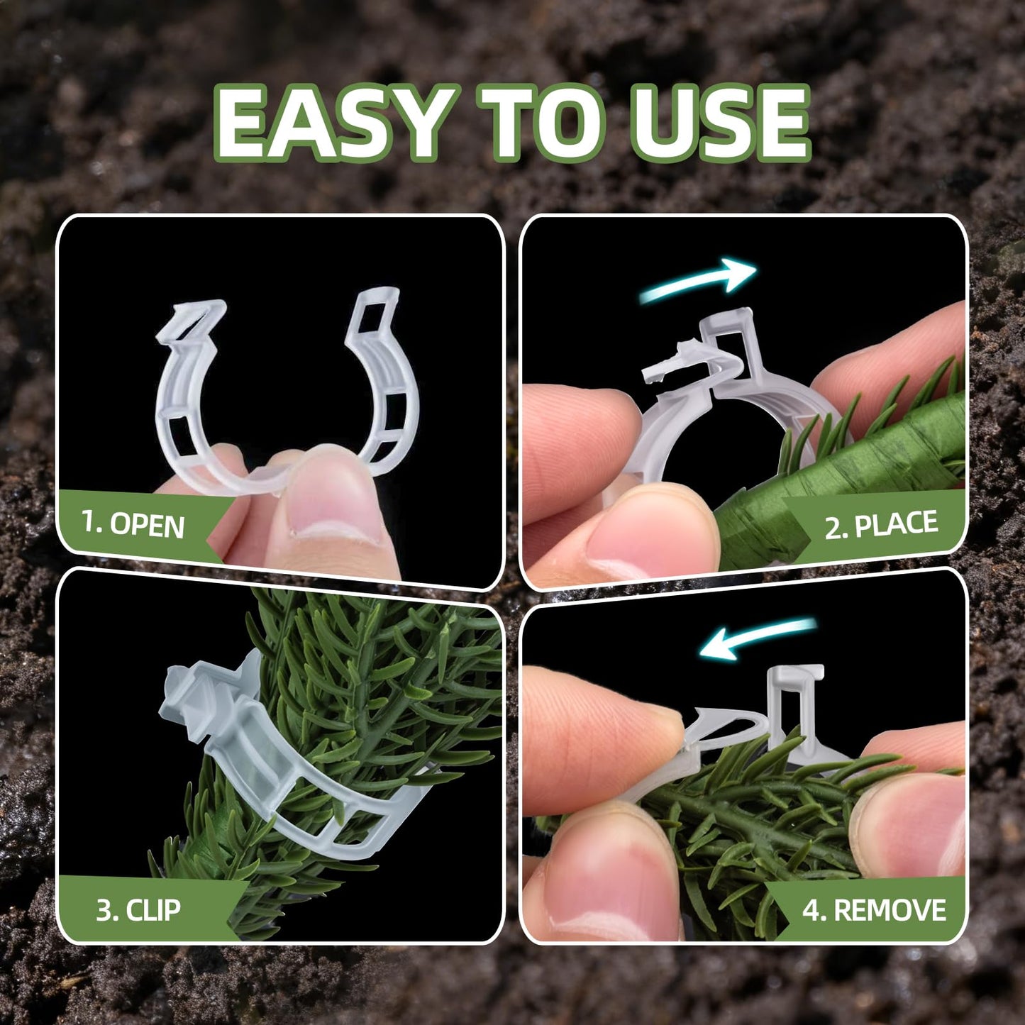CLEANGOR 300Pcs Plant Clips, Plant Support Clips Plastic Trellis Clips Garden Plant Clips for Tomatoes, Cucumbers, Vines, Reusable Garden Clips Tomato Clips, Gardening Supplies to Grow Upright