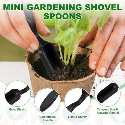 M METERXITY 20-Pack Mini Gardening Shovel Spoon, Plastic Garden Soil Scoops for Cultivation Digging Transplanting/Flower Planting/Plant Succulent, Colorful Small Gardening Tools [Black, Green]