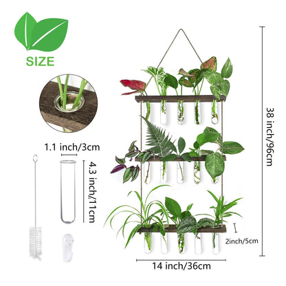 Propagation Station, Plants Terrarium, Plants Lover Gifts for Women,Plant Cutting Holder Home décor,Gifts for Women,House Warming New Home-15 Tubes-Brown