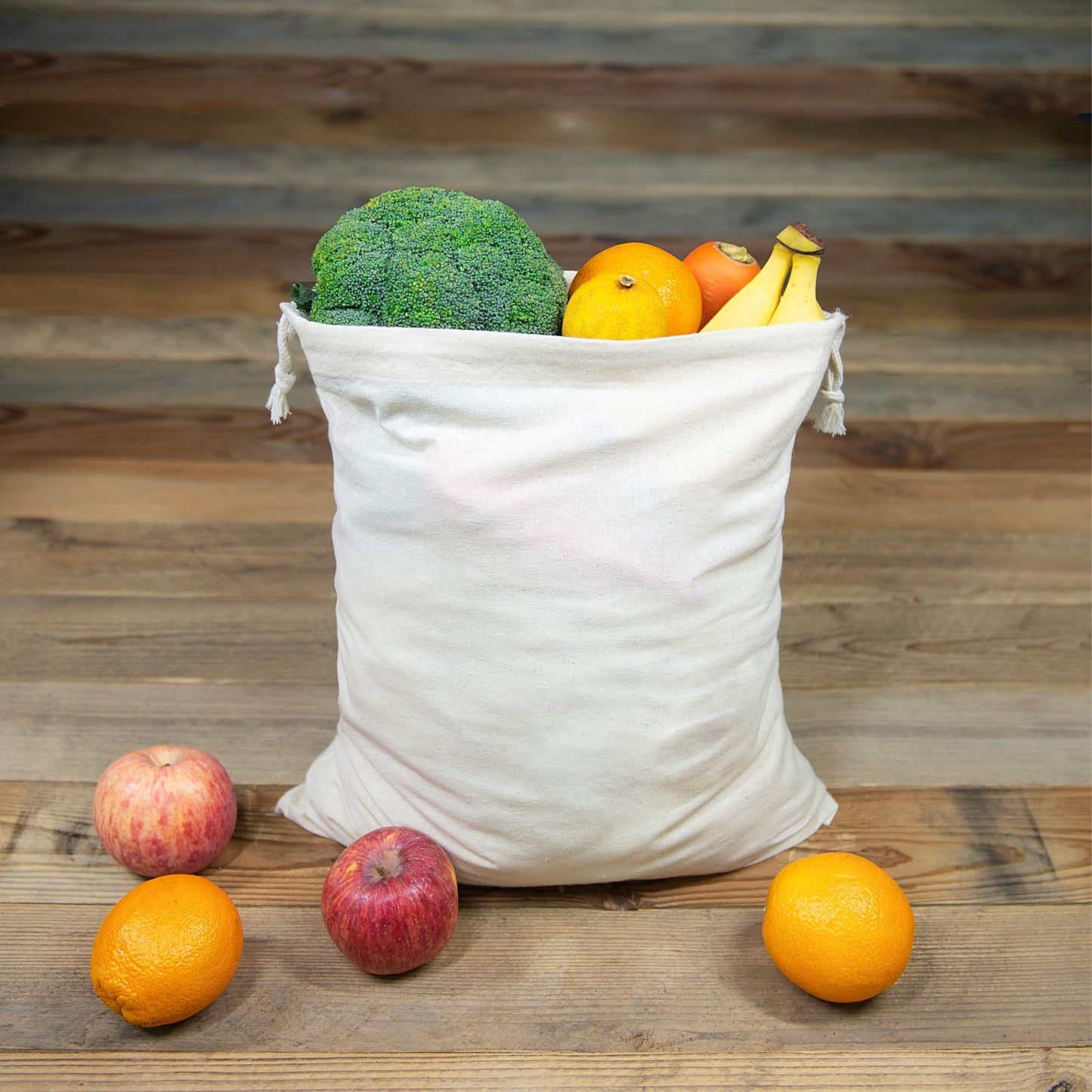 TOPDesign 10-Pack 10” x 12” Reusable Produce Bags, Muslin Bags with Drawstrings for Shopping & Storage, 100% Natural Cotton Bags, Washable, Biodegradable, Food Safe