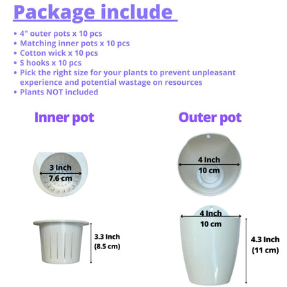 LáLáGreen Wall Planters for Indoor Plants - 10 Pack, 4 Inch Self Watering Planters and Pots, White Wall Mount Planter Plant Holder, Modern Hydroponic Wall Pots Vertical Living Plant Garden Decor
