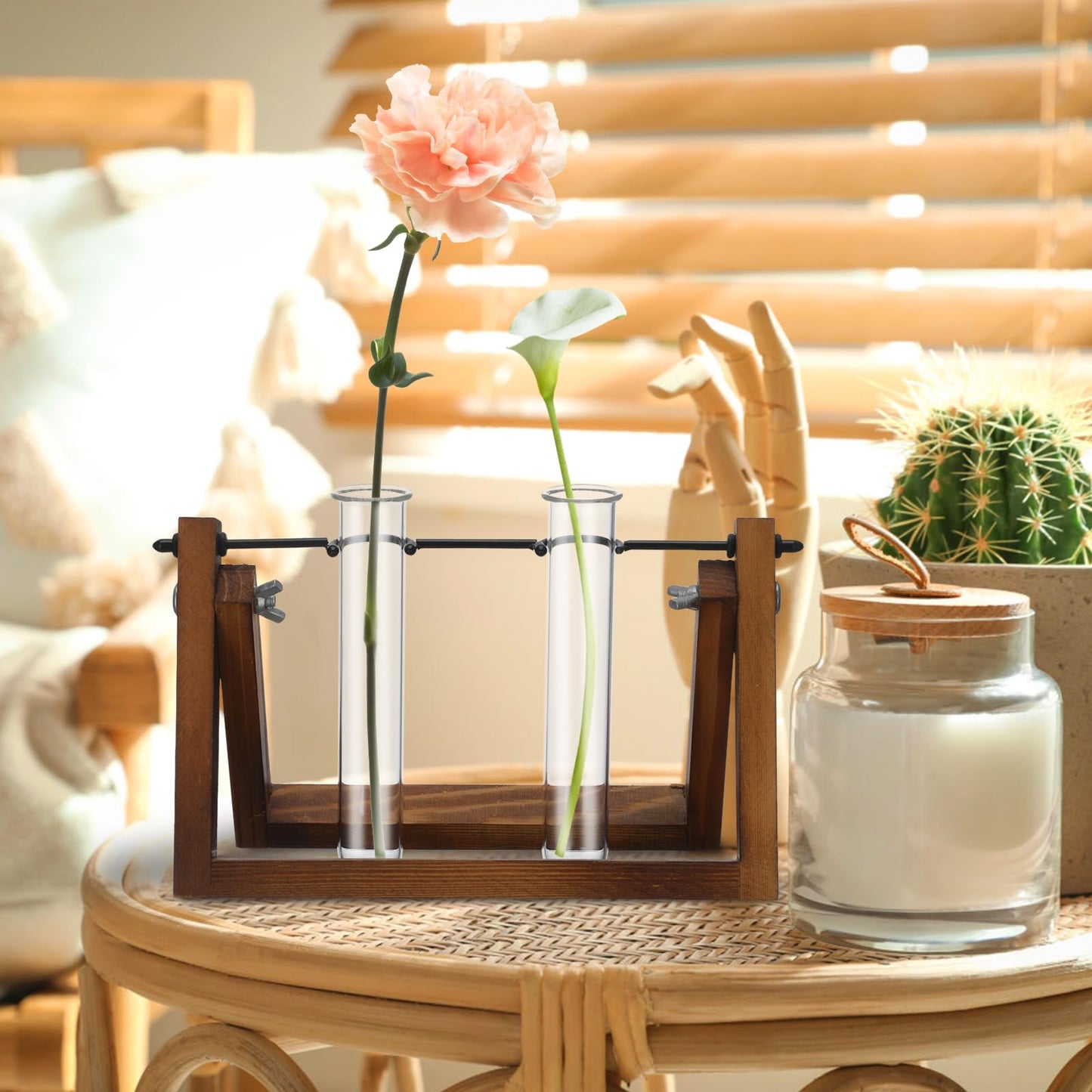 4 Pcs Glass Test Tube Vases for Flowers,5.9 x 1.18 Inch Hydroponic Propagation Tubes Plant Terrarium for Home Office Cafes Flower Shop Desktop Decoration