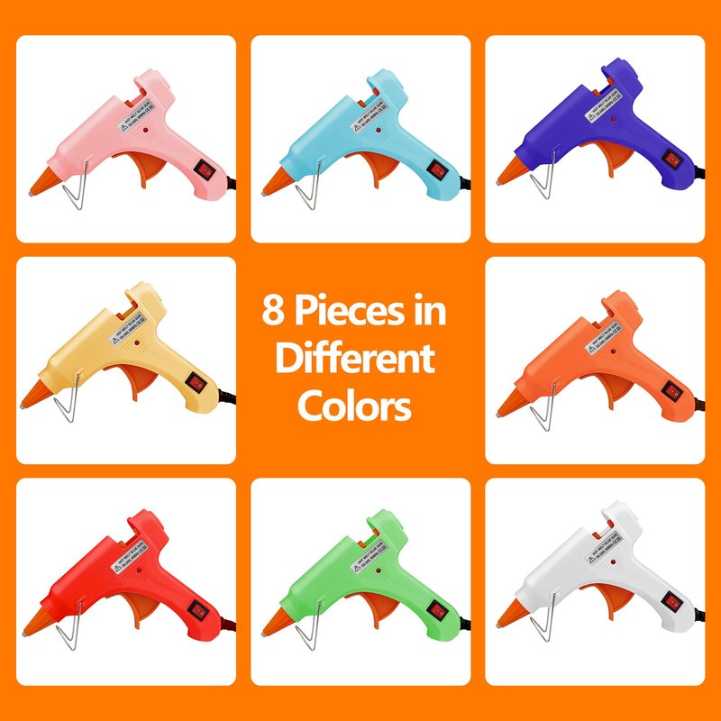 Mini Hot Glue Gun Kit 8 Pieces Hot Melt Gun Crafts for Kids School Craft Project DIY Arts and Home Quick Repairs (20 Watts,Multicolor)
