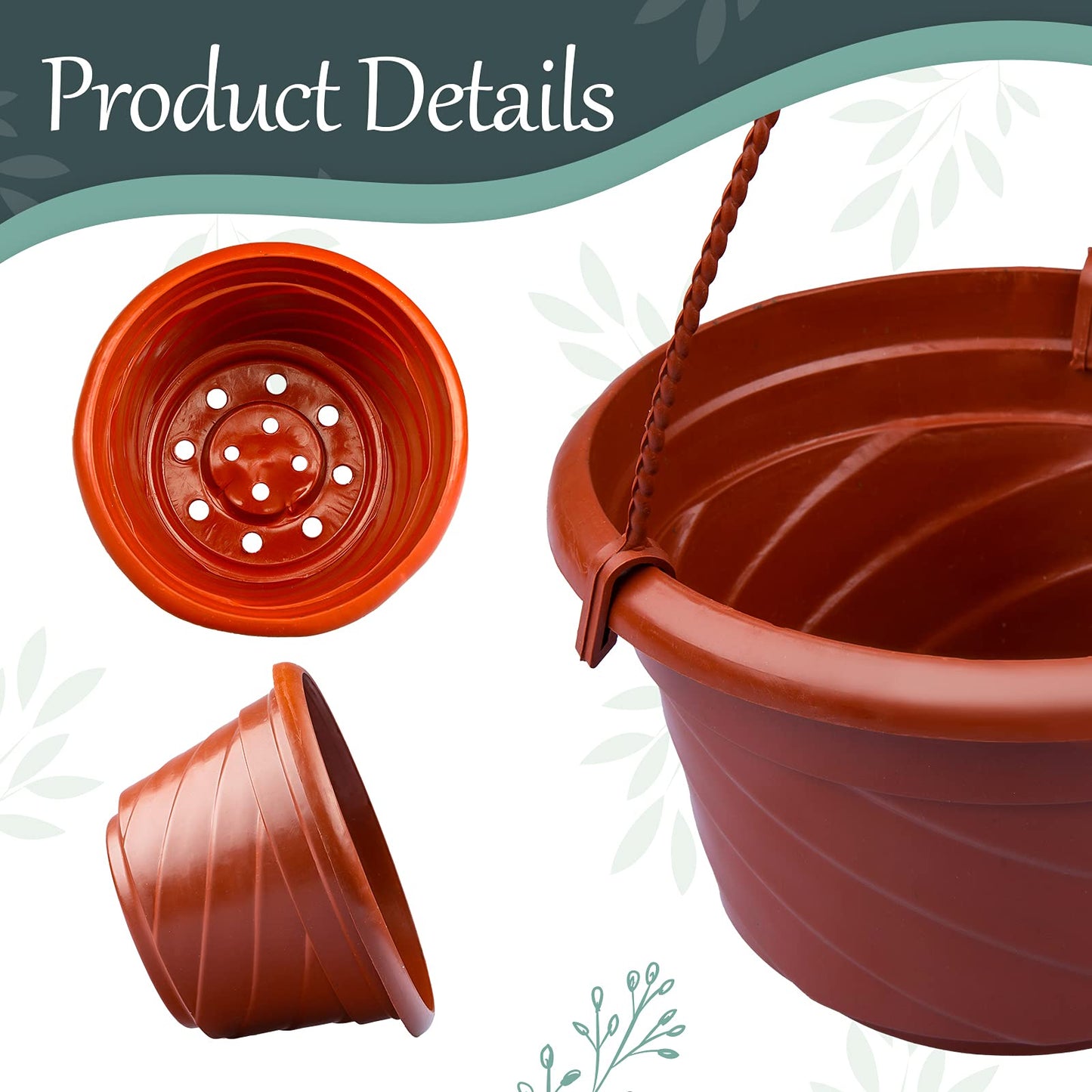 VIDELLY 4 Pieces Plastic Hanging Planters, 5.9 in Dia x 3.54 in H, Flower Plant Basket Pots Chain Holder Garden Decoration for Indoor and Outdoor Use, Red