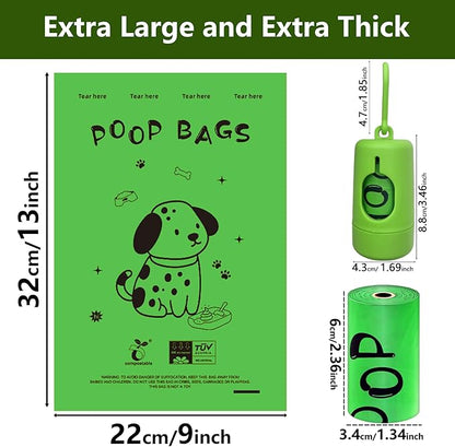 Dog Poop Bags Rolls-Biodegradable dog poop bags, Compostable Dog Waste Bags, ASTM D6400 & EN 13432 Compliant BPI Certified Pet Waste Bags. Earth Friendly 240 waste bag including dispenser