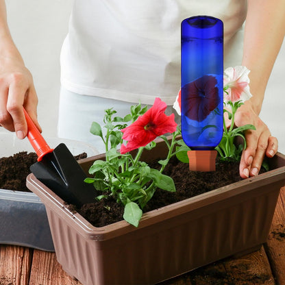 SiliFine 6 Sets Plant Watering Devices Include Terracotta Self Watering Spikes and 26 oz Plastic Bottles, Slow Release Vacation Insert Automatic Plant Waterer Device (Dark Blue and Terracotta)