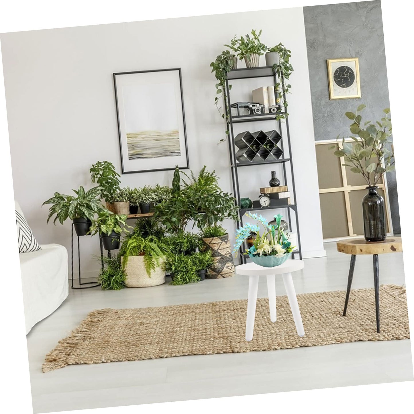 OFFSCH Plant Stand Wood Tall Wood Plant Holder Plant Stand Small Round Side Plant Holders en Stool Display Shelf Bracket Pot White High Rural