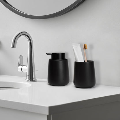 UHEY HOME Bathroom Tumbler Cup Ceramic 13.5oz Reusable Toothbrush Cup 400ml, Toothbrush Holder Adequate for Your Bathroom (Black Brown)