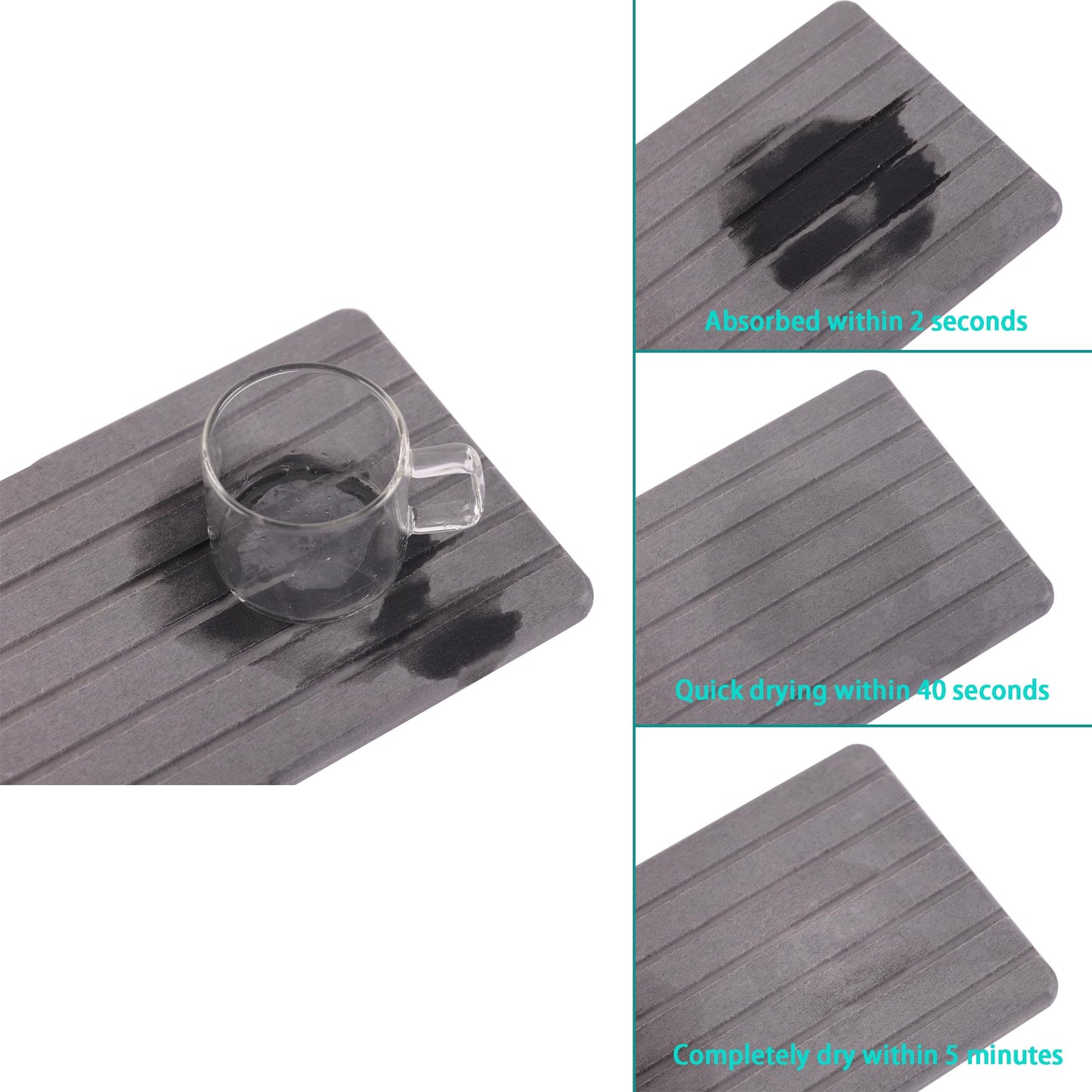 NiuYichee 2 PCS Water Absorbent Diatomite Coasters Rectangle, Grooved Design, Water Absorbing Stone Used for Hand Soaps & Plants & toiletries in The Modern Home