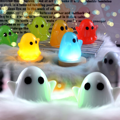 Ghost Resin Molds, Halloween Ghost Silicone Resin Molds for Epoxy Casting, 2Pcs Ghost Night Light Resin Molds with 2 Pcs USB Wooden Lighted Base, DIY Bedside Lamp Resin Art Halloween Decor