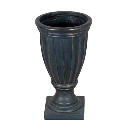 Christopher Knight Home 26.77 Inch Tall Fluted Pedestal Urn Planter MGO Outdoor Flower Pot Faux Stone Garden Planter for Patio Porch Entryway Decor, Antique Green