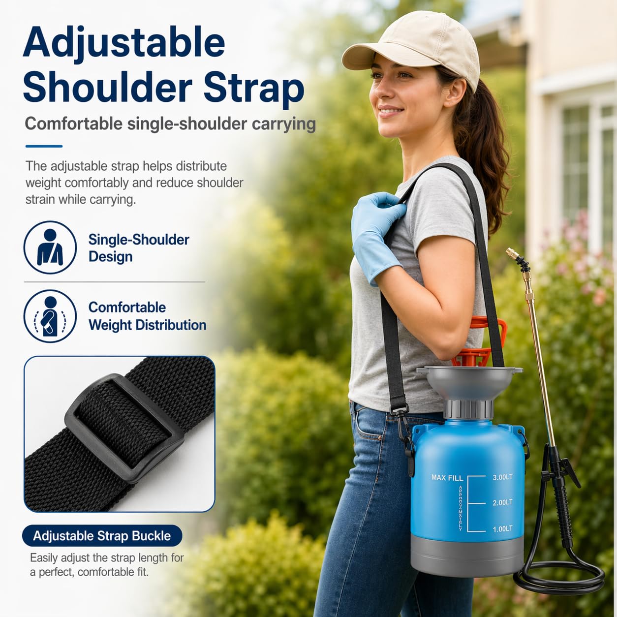 3L Blue Hanging Plant Waterer with Telescopic Wand, Long-Reach Watering Can Sprayer for Hard-to-Reach High Baskets & Wall Planters, Indoor/Outdoor Garden Tool