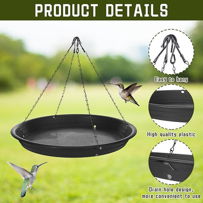 Briwooody 2 Sets 16.7" Bird Seed Catcher Tray Platform Bird Feeder Large Hanging Tray Fits Most Feeders Catches Most Falling Seed and Husk Outdoor Yard Garden Backyard for Attracting Birds, Black