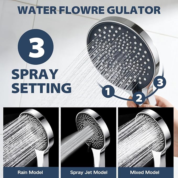 Shower Head, Rain Shower Head with Handheld Spray Combo, 12Inch Adjustable High Pressure Rainfall Shower Head, Dual Showerhead Set with Extension Arm