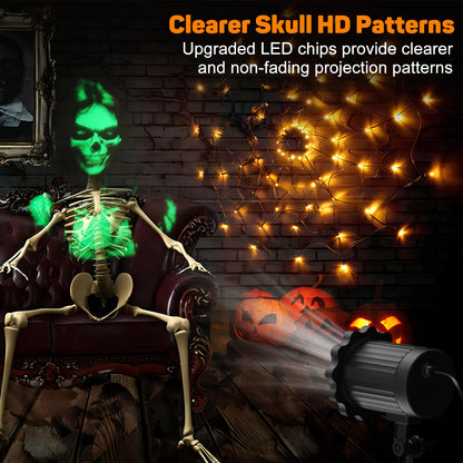 Halloween Decorations Outdoor,2026 Upgraded 3D Dynamic Skull Ghost Projector Lights,Clearer Skull HD Patterns,Night Light for Home Window Wall Halloween Decor