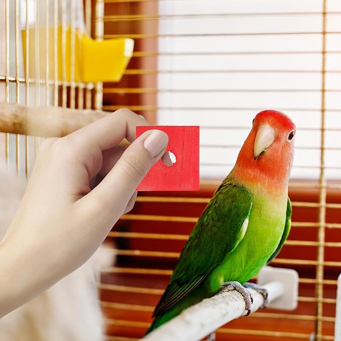 BESPORTBLE Bird Toy Parts, Pack of 100 Wood Blocks for Birds Multicolored Natural Wooden Blocks Bird Chewing Toy Mini Wood Chip Charms for DIY Playing Chewing Bird Toys