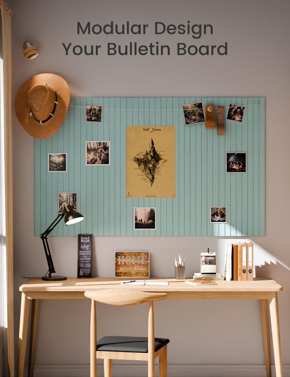 Large Felt Bulletin Board 48" x 36" Cork Board Alternative-12 Pack with 70 Safe Removable Adhesive Tabs, Cork Boards for Walls Felt Board for Home Office Classroom Pin Board-Teal Blue