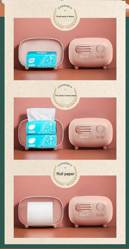 SGVAHY Retro Radio Shape Tissue Cover Box - Unique Multifunction Tissue Box for Kitchen, Bedroom, Office, Parlor, Bathroom Decoration - Creative Gift (Retro Radio Pink)