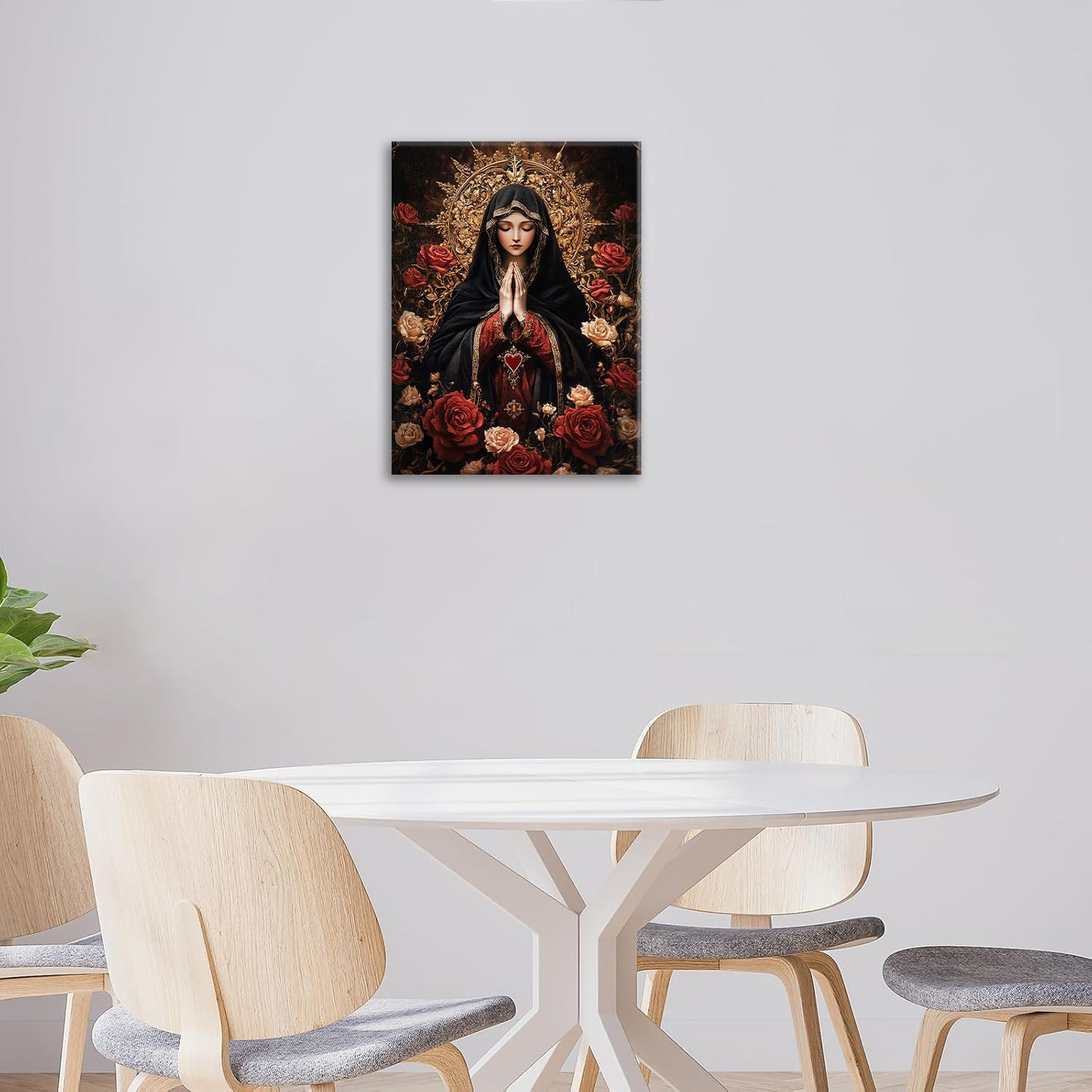 Virgin Mary Wall Art, Virgen De Guadalupe Pictures Wall Decor Our Lady Canvas Prints Framed Artwork Paintings Poster Home Office Decorations For Bedroom Living Room Kitchen Dinning Room 12l X 16w