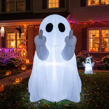 Leyndo 5 FT Halloween Inflatable Ghost Outdoor Decoration Blow Up Ghost Cute Fun Spooky Halloween Inflatable Built in LED Lights for Outdoor Yard Garden Lawn Party Decor(Funny)