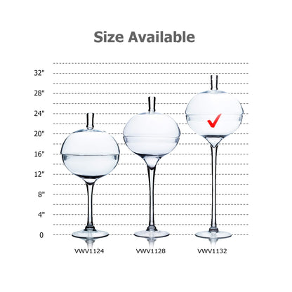 WGV Lollipop Vase, Width 11", Height 31.5", Clear Ball on Stand Glass Planter Terrarium with Stem, Candy Fruit Jar Floral Container for Wedding Party Event Home Office Decor, 1 Piece