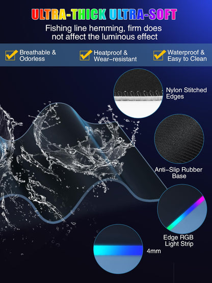 Mouse Pad with Wireless Charging, Large Desk Mat RGB Gaming Mousepad, 10 Light Colors LED Gaming Pad Keyboard Pad with Ultra-Smooth Surface & Non-Slip Rubber Base, Waterproof Full Desk Mouse Pad