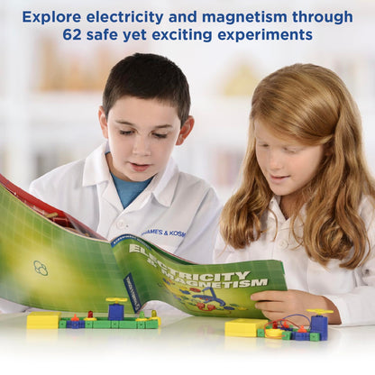 Thames & Kosmos Electricity & Magnetism Science Kit | 62 Safe Experiments Investigating Magnetic Fields & Forces for Ages 8+ | Assemble Electric Circuits with Easy Snap-Together Blocks