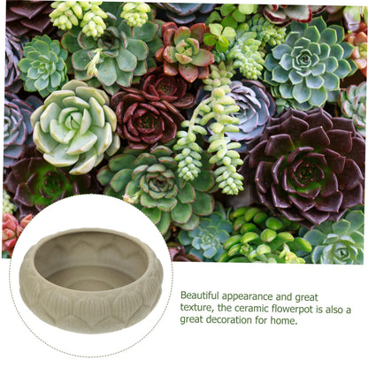 Parliky Hydroponic Planter Bowl 8.26In Round Ceramic Flower Pot for Water Lily Succulents Indoor Garden Decoration and Storage Container
