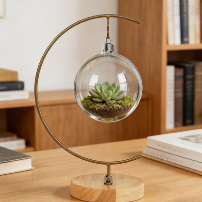 Aylbcz Gold Ornament Display Stand, 11" Large Iron Pothook Holder for Hanging Glass Globe Terrarium, Air Plants, Witch Ball & Sun Catchers, Elegant Metal Hanging Rack for Christmas & Wedding Decor