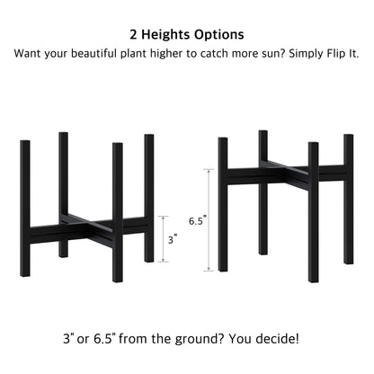 FaithLand Mid Century Plant Stand Indoor Outdoor (EXCLUDING 8" Plant Pot), Metal Planter Stand, Potted Plant Holder, Black, Hold Up to 8 Inch Planter - Upgraded Design