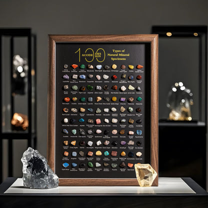 ACODE Natural Mineral Specimen Shadow Box, Geology Collection Display Case, Home Decor Wall Art Tabletop Display with Real Rocks Crystals, Gift for Birthday Christmas Housewarming Children's Day
