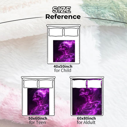 amepay Purple Skull Throw Blanket - Ultra-Soft Plush, Comfy, Lightweight, Warm & Fuzzy Flannel, Anti-Pilling, Ideal for Halloween,Sofa, Bed, Travel - Home Decor for Men & Boys 60×50inch