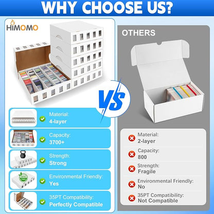 6 Pack Trading Card Storage Box, 22200+ Count Card Storage Box with 48 Card Divider White Sports Storage Card Box Organizer Bulk Card Cases Cardboard Card Box for Basketball Football Cards Collection
