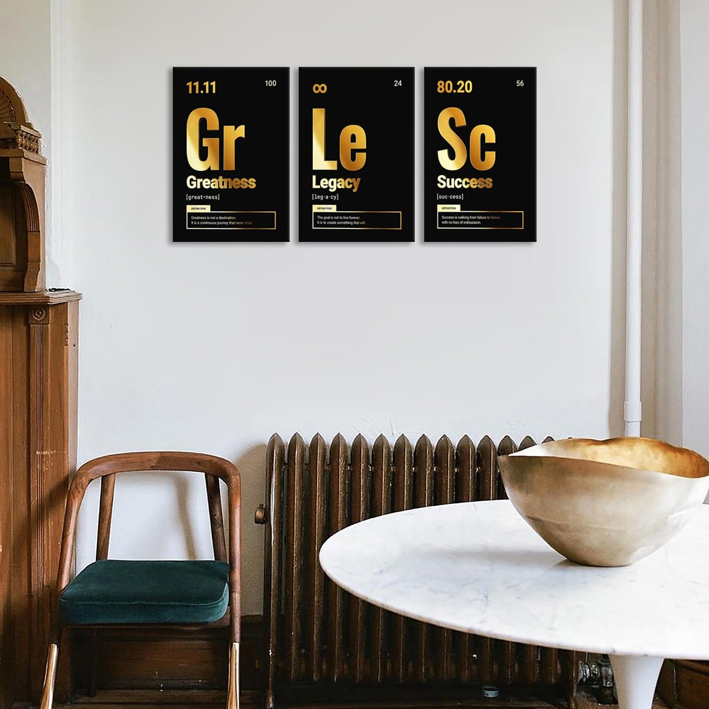 KAWAHONE Canvas Painting Wall Art, Grind Hustle Execution Motivational Wall Art Decoration Posters Prints for Living Room Bedroom, Office Decor, Gallery-Wrapped Canvas Art Set Framed Ready to Hang