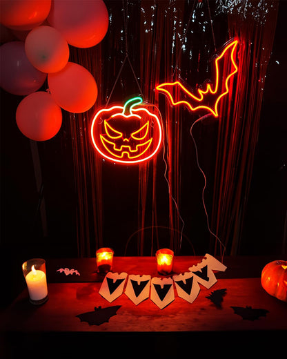 Big Bat Neon Sign for Halloween, 15 * 10 Inch Spooky Vampire Wall Decor & Halloween Decoration –Dimmable Red Bat Sign, Decorative Lighting, Power Adapter Included