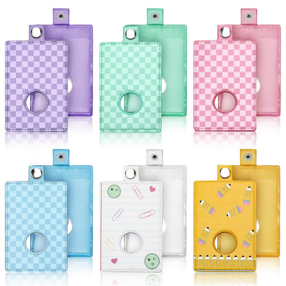 Gueevin 6 Pcs Teacher Alarm Badge Holder 4.2x2.8 Inch Checkerboard Alarm ID Badge Holder for Teachers Educator Staff School Teacher Appreciation Gift