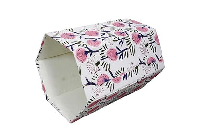 3.3 Gallon Cotton Hand Block Printed Paper Waste Basket |Small Decorative Trash Can for Housewarming Gifts in Living Room, Bedroom, Bathroom | Eco-Friendly, Plastic-Free (1, White Pink FLOWAR)