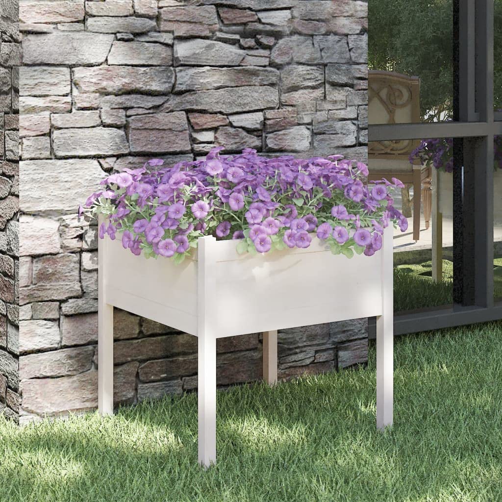 XinZaphrisal Large Square Garden Planter Box Made of Solid Pinewood 27.6 x 27.6 x Inches for Outdoor Plants Herbs and Flowers with Ample Soil Capacity Weather Resistant and Low Maintenance