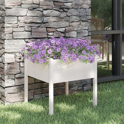XinZaphrisal Large Square Garden Planter Box Made of Solid Pinewood 27.6 x 27.6 x Inches for Outdoor Plants Herbs and Flowers with Ample Soil Capacity Weather Resistant and Low Maintenance