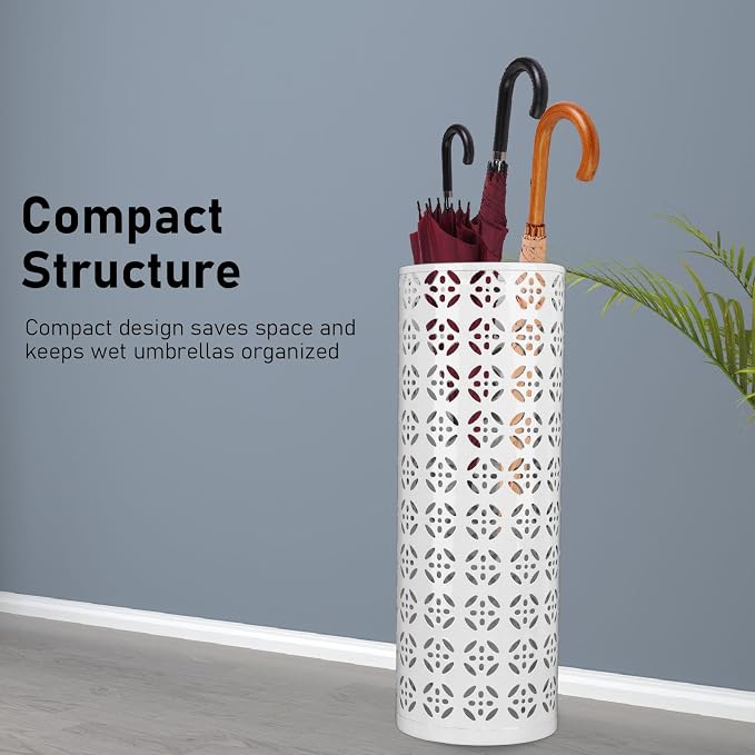 Round Umbrella Organizer Bin, Freestanding Metal Umbrella Holder Umbrella Stand Rack for Entryway, Canes Walking Sticks Holder Rain Collection for Home, Office (M 100x70cm / 39.37x27.56in)