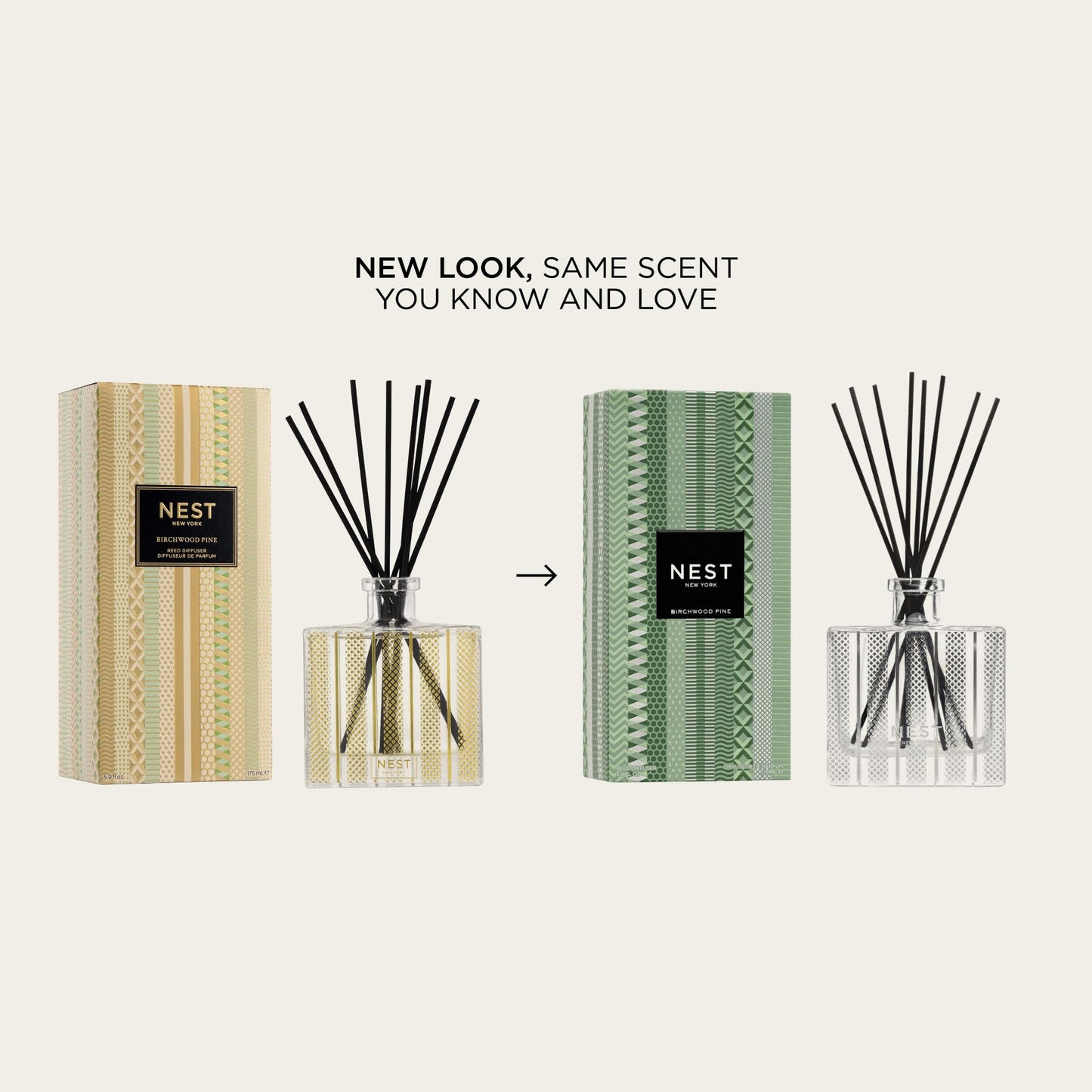 NEST New York Reed Diffuser, Holiday - 5.9 fl oz - Fragrance for Up to 90 Days - Reusable, Refillable Glass Holder - Includes 8 All-Natural Reed Sticks - Flame Free