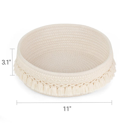 Mkono 3 Pcs Macrame Wall Hanging Boho Wall Decor and Woven Storage Basket Makeup Organzier for Bedroom Living Room Nursery Apartment, Girls Gift